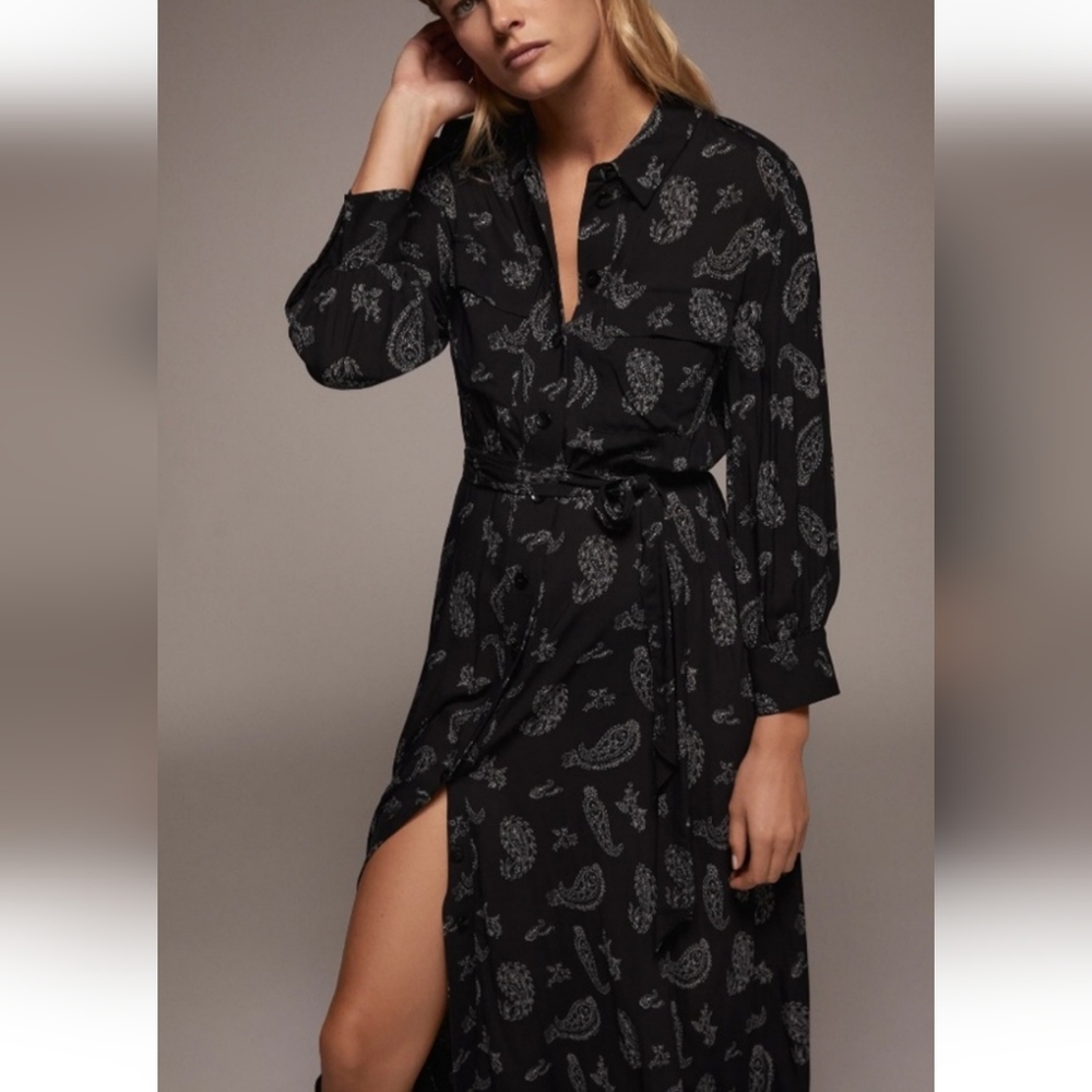 Zara paisley black shirt maxi dress